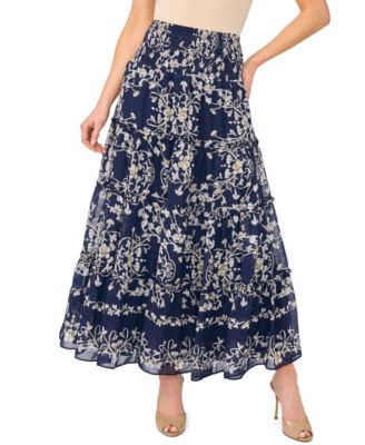 Women's Tiered Smock Waist Maxi Skirt