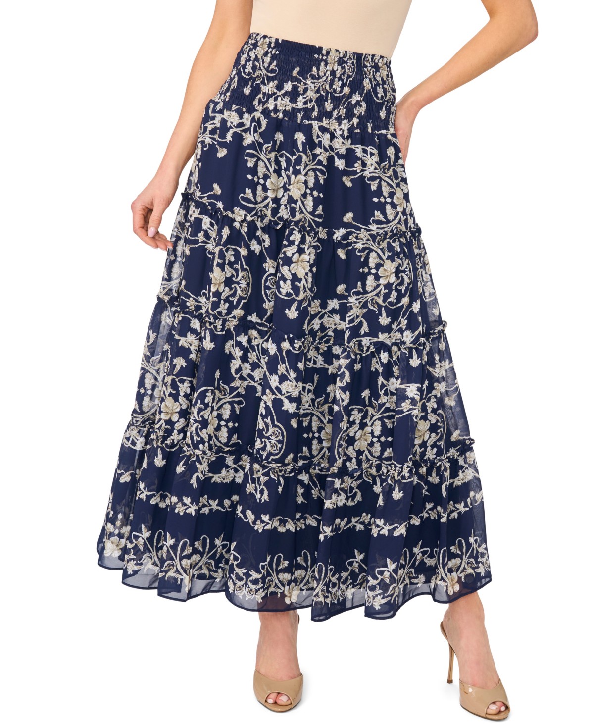 Женские юбки CeCe Women's Tiered Smock Waist Maxi Skirt — фото 1