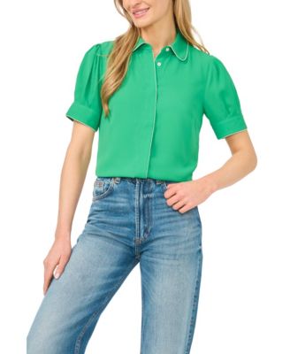 Women's Short-Sleeve Button-Up Top