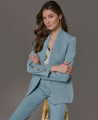 Petite Collarless Blazer & Straight Leg Pants