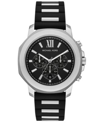 Men's Prescott Quartz Chronograph Black Silicone Watch, 44mm