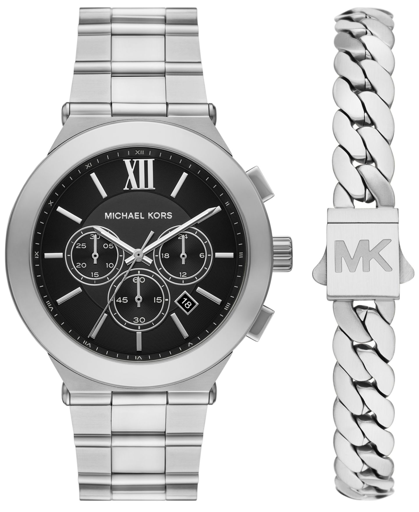 Мужские часы Michael Kors Billie, кварцевый хронограф, сталь, 44 мм, Silver — фото 1