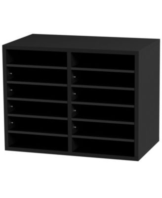 Wood Literature Organizer 12 Compartments Removable Shelves for Office and Home