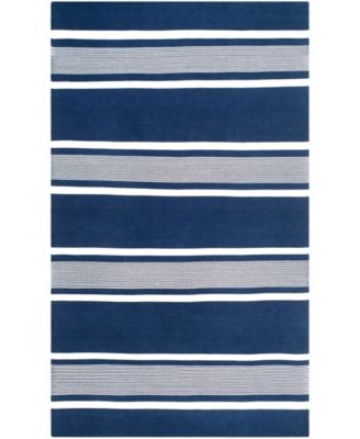 Hanover Stripe LRL2461A Navy 5' X 8' Outdoor Area Rug