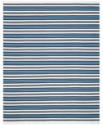 Leopold Stripe LRL2462B White and French Blue Outdoor Area Rug Collection