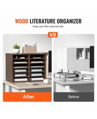 12 Compartment Literature Organizer With Adjustable Shelves for Office and Home