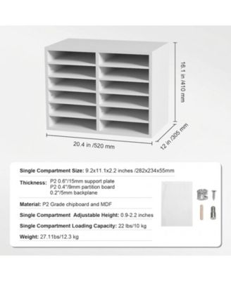 12 Compartment Literature Organizer With Adjustable Shelves for Office and Mailrooms