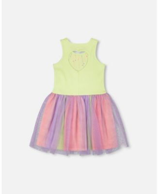 Little Girls Sleeveless Bi-Material Dress