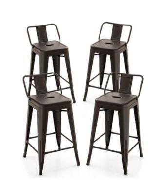 24 in Metal Counter Height Stackable Chair Set of 4 with Removable Back and Footrest