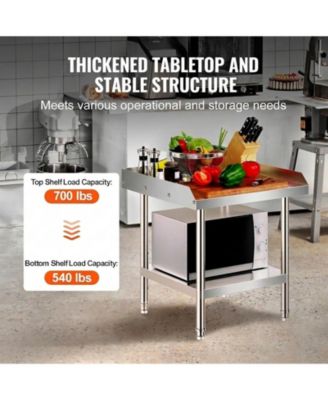 Stainless Steel Work Table 24 x 24 x 26 in Commercial Food Prep with Backsplash