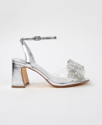 Women's Fiora Rhinestone Embellished Butterfly Bow Block Heel Dress Sandals