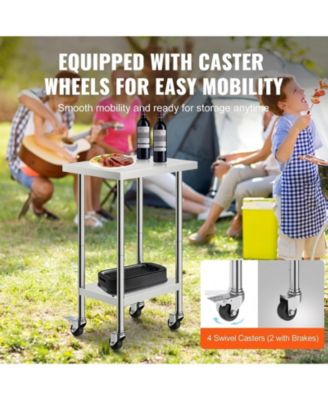 Stainless Steel Work Table 24 x 18 x 38 in Adjustable Height for Commercial Kitchen