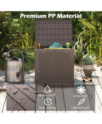 Outdoor Storage Box 25 Gallon Deck Box with Lockable Lid and Wicker-woven