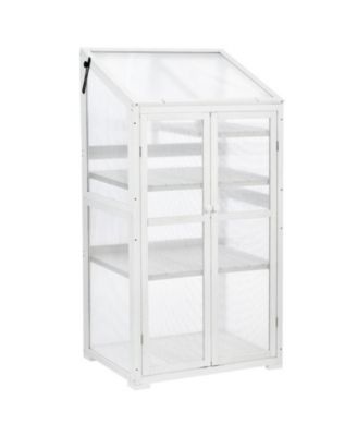 62inch Outdoor Height Wood Large Greenhouse Balcony Portable Cold Frame with Wheels and Adjustable Shelves