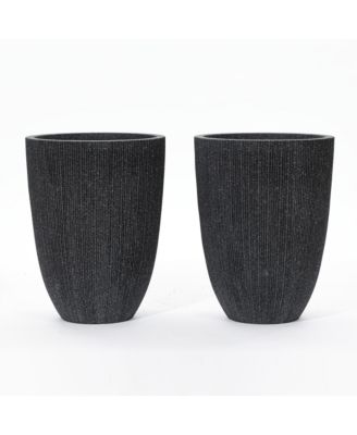2-Piece Tall Tapered Round Plastic Planters Set