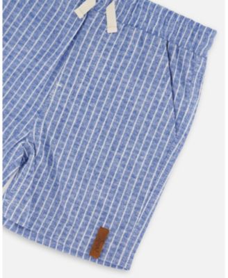 Little Boys Printed Chambray Shorts Denim Stripes