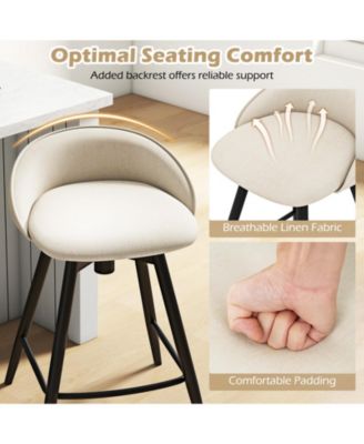 25 in Upholstered Counter Height Bar Stool Set of 2 withFootrest and Backrest