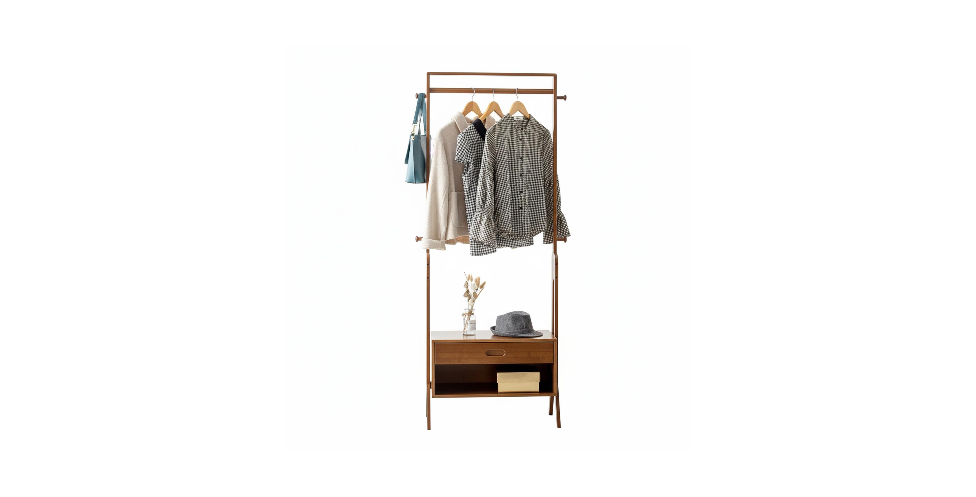 Yigii Freestanding Hall Tree Entryway Bench Coat Rack Storage Wood