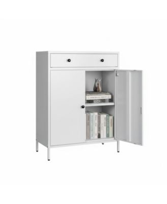 Metal Storage Cabinet Garage 2 Drawers Adjustable Shelf Locking Short Office Home