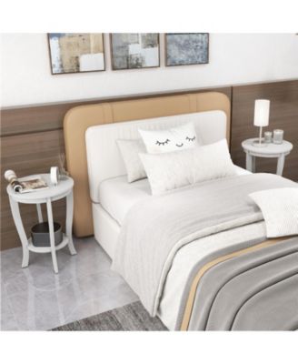 2-tier Round End Table with Solid Wood Legs