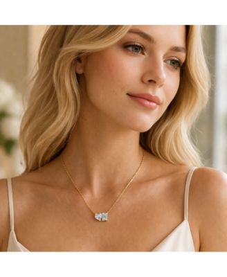 2 ct. t.w. Toi et Moi Moissanite Necklace (Heart and Emerald-Cut, Color D, FL Clarity) in Gold Vermeil