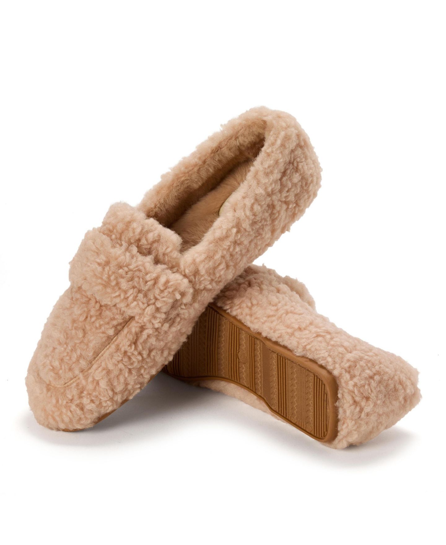 Женские тапочки Dearfoams Madeline Luxe Teddy Loafer Slipper, цвет: Латте — фото 7