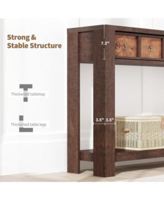 Entryway Table, 59 Inch Console Table Narrow Sofa Table Behind Couch, Farmhouse Entry Table with 2 Drawers