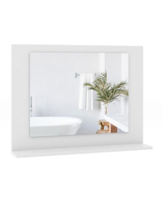 23.5x17.5 Inch Rectangle Bathroom Mirror with Wood Shelf