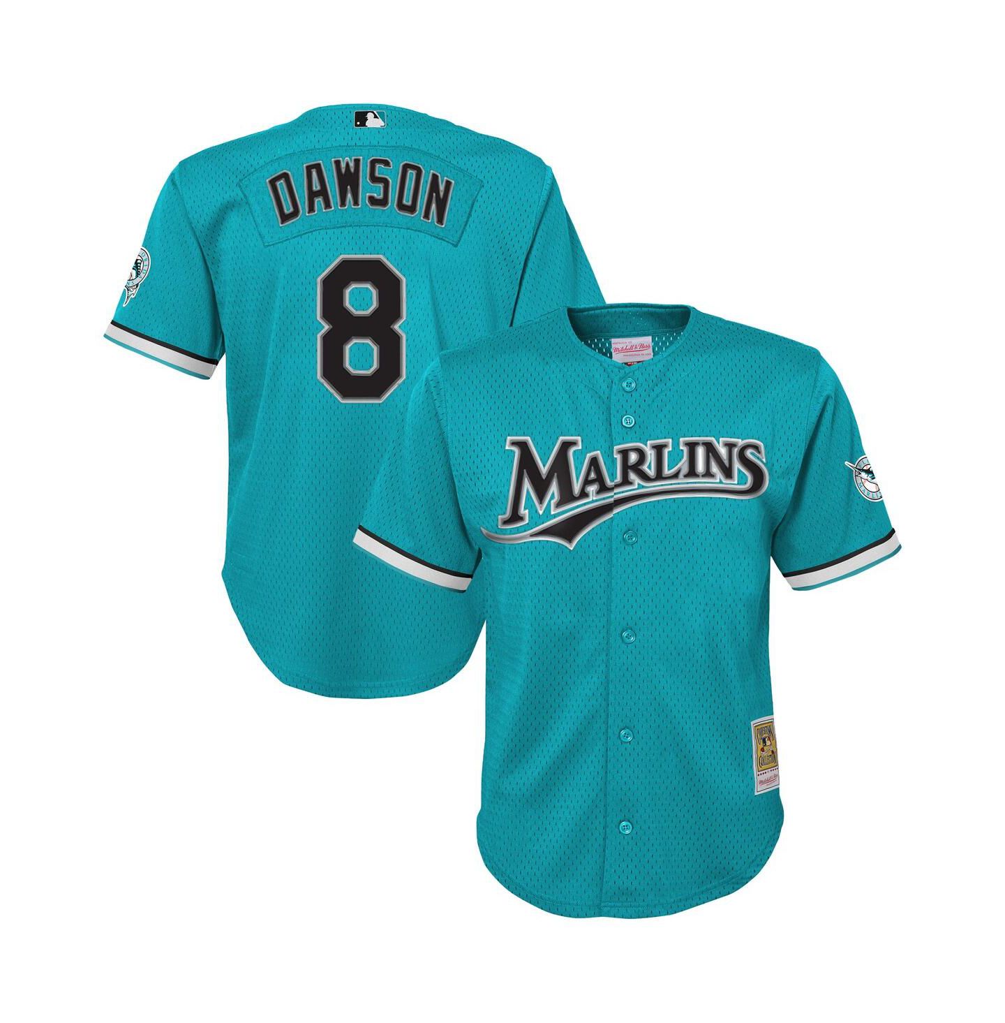 Детская джерси Mitchell & Ness Andre Dawson Florida Marlins для разминки, Teal — фото 1