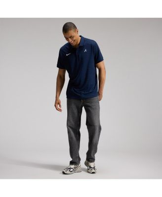 Men's Blue Atlanta Braves Authentic Collection Striped Victory Dri-FIT Polo Shirt