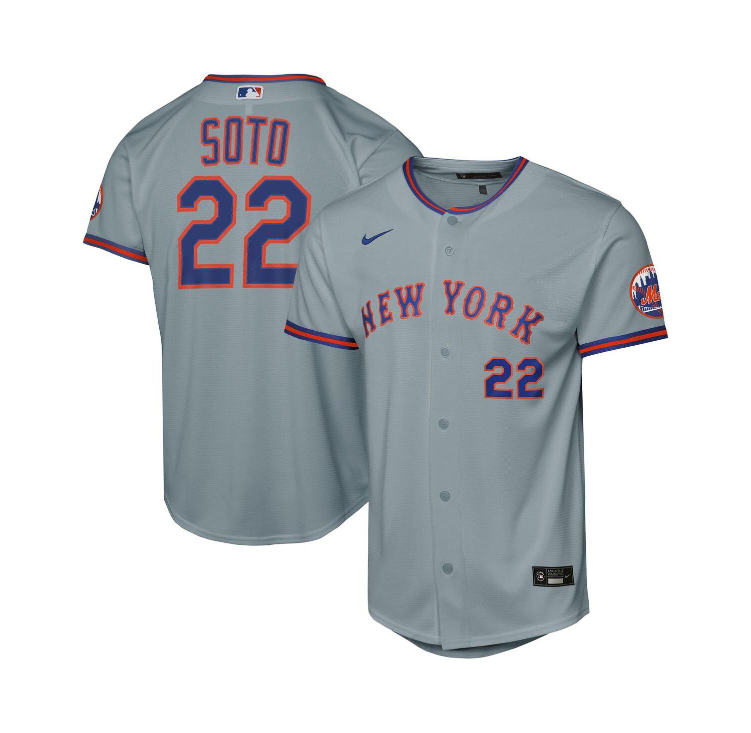 Big Boys and Girls Juan Soto Gray New York Mets Road Stadium Player Jersey