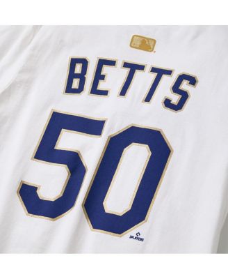 Men's Mookie Betts White Los Angeles Dodgers 2026 Gold Collection Name & Number T-Shirt