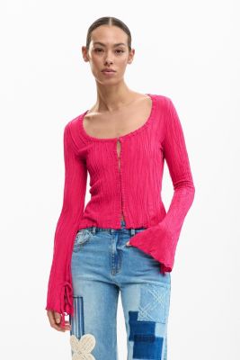 Women's T-shirt With Snap Fasteners And Tie