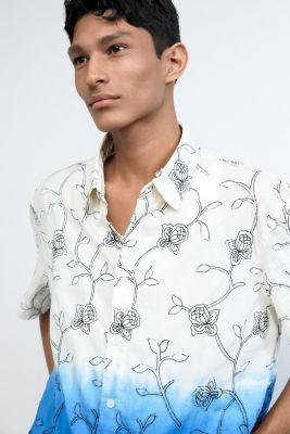 Men's Embroidered ombre shirt