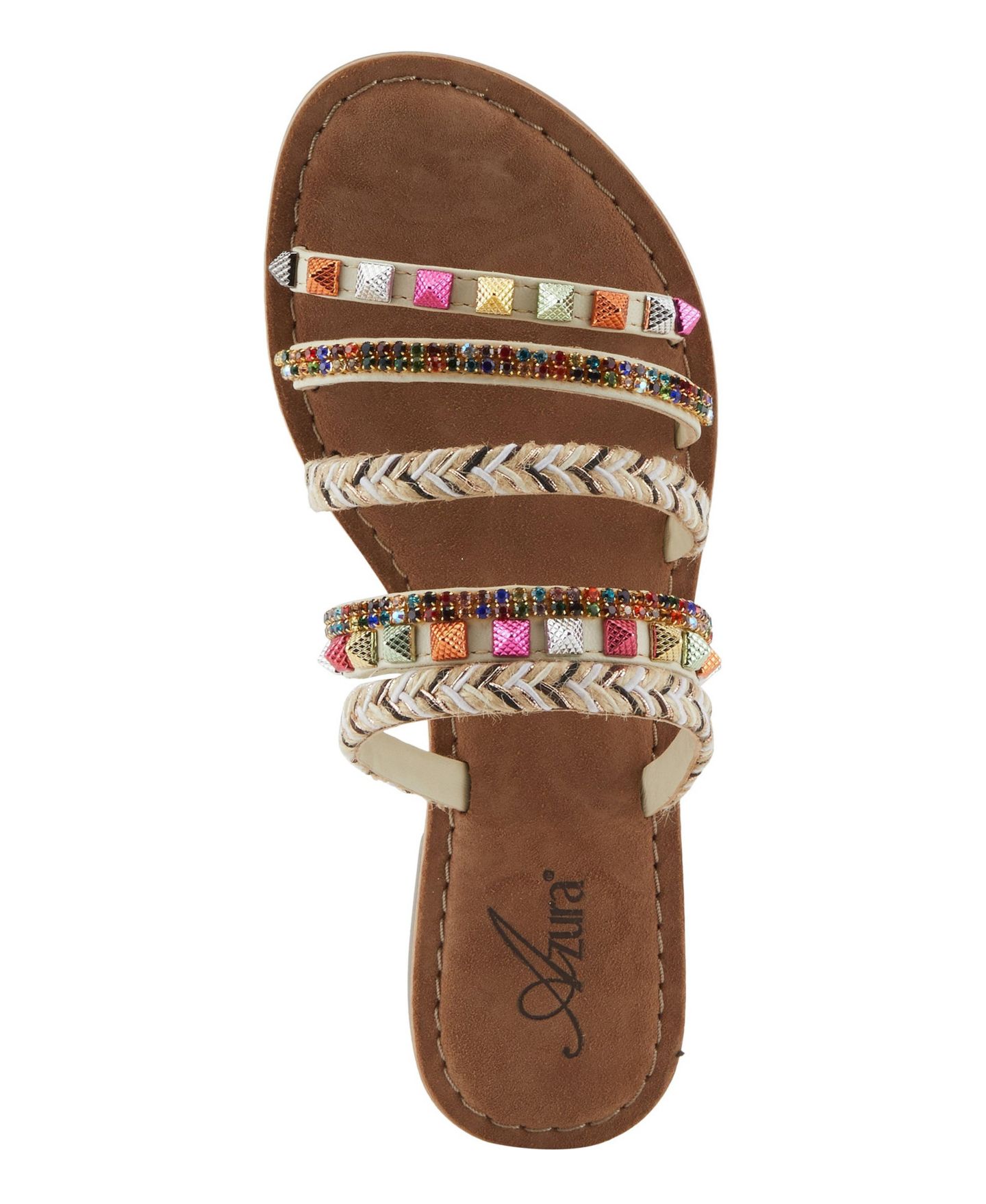 Женские сандалии Azura Intoxicate Flat with Multiple Strap Closure, цвет: Молочный белый разноцветный — фото 3