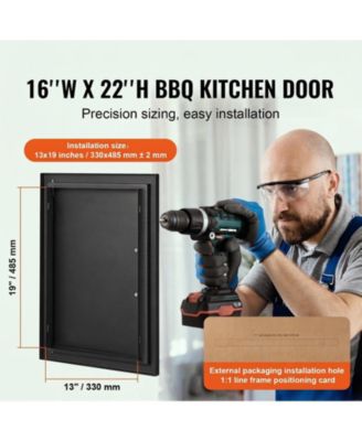 Single Stainless Steel BBQ Access Door 16W x 22H in for BBQ Island Grilling