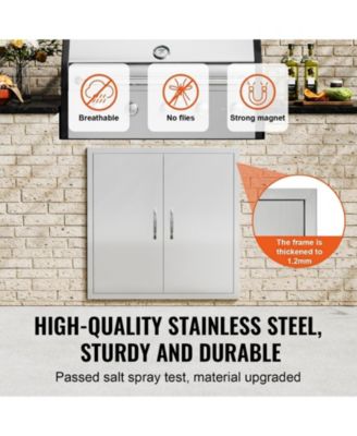 Double Stainless Steel BBQ Access Door 31W x 31H in for BBQ Island Grilling