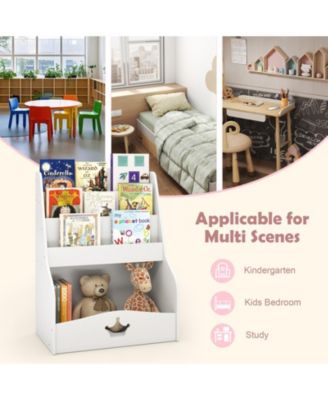 4-Tier Kids Bookshelf with Shelves and Compartment for Toddlers