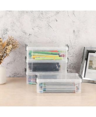 4 pack Stackable Translucent Pencil Case Marker Organizer Art Supply Storage