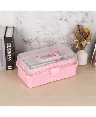 3-Layer Plastic Dividing Storage Box Craft Organizer Adjustable Spacers Portable Handled Art Supply Multipurpose Home Utility