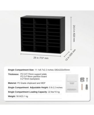 Wood Literature Organizer 24 Compartments Removable Shelves for Office Use