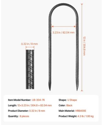 12-in Galvanized Steel Rebar Stakes Ground Anchors for Fencing and Tents