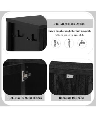 55" Modern Sideboard Buffet Cabinet, 4 Doors Storage Cabinet with Open Shelf, Adjustable Shelves and Double Hooks for Kitchen, Living Room