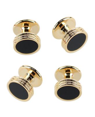 Men's Xaviar Ring Detailed Circular Cufflink Stud Set