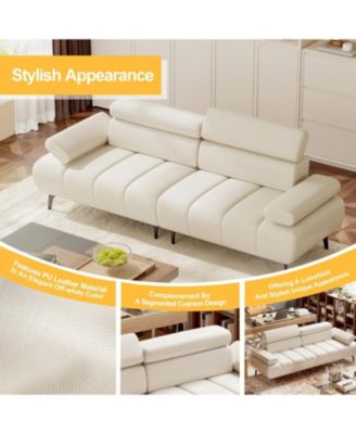 Sofa Couch, Couches for Living Room, Morden 3 Seater PU Leather Sofas with Adjustable Headrest and Armrest, for Bedroom, Office