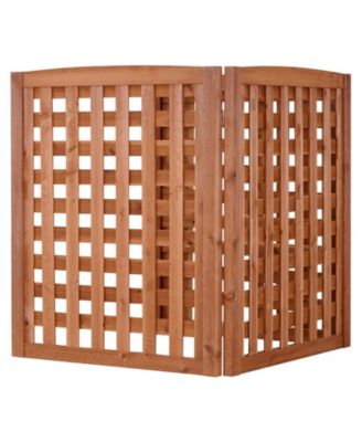 Wood Privacy Screen 32 x 38 in Air Conditioner Cover Fence with Adjustable Angle