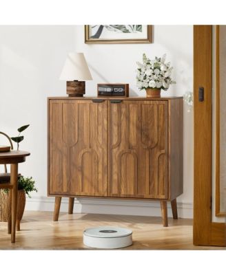 Sideboard Buffet Cabinet, Farmhouse Wood Storage Cabinet with Paper Clip Design for Kitchen, Dining Room, Living Room