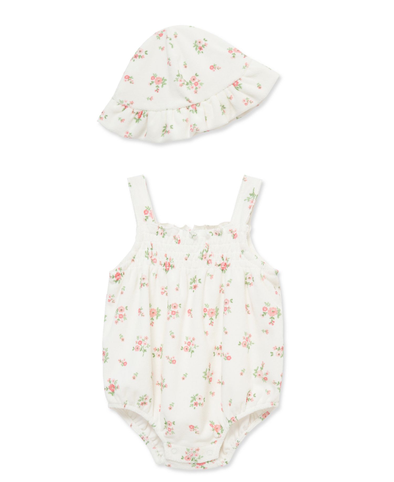 Baby Girls' Embroidered Romper and Hat, 2-Piece Set