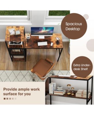 Home Office Desk with Bookshelf, Shelves, and Storage Cabinet