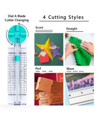 Paper Trimmer Craft Cutter 4 Style Multi-function Scrapbooking Tool Dial Straight Wave Dotted Perforated Creasing Photos Postcards Card